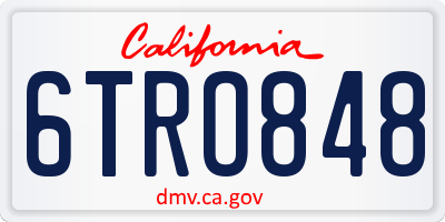 CA license plate 6TRO848