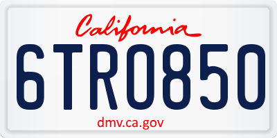 CA license plate 6TRO850