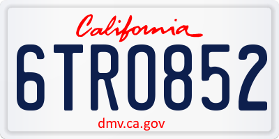 CA license plate 6TRO852