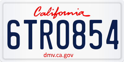 CA license plate 6TRO854