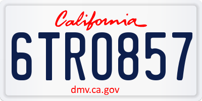 CA license plate 6TRO857