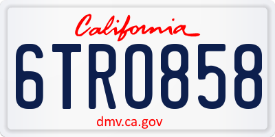 CA license plate 6TRO858