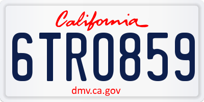 CA license plate 6TRO859