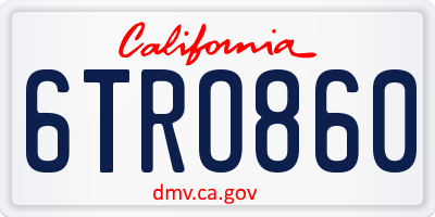 CA license plate 6TRO860