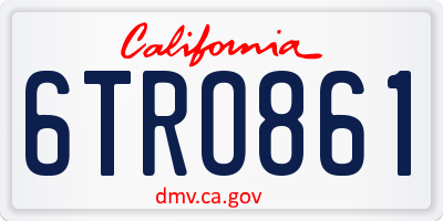 CA license plate 6TRO861