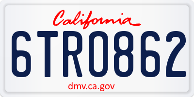 CA license plate 6TRO862
