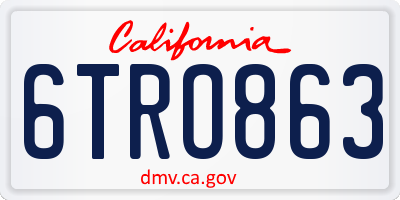 CA license plate 6TRO863