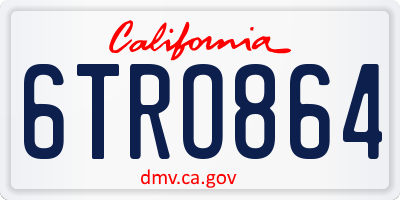 CA license plate 6TRO864