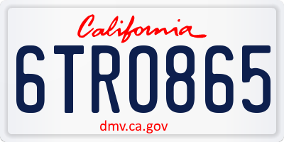 CA license plate 6TRO865