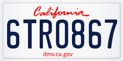 CA license plate 6TRO867