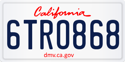 CA license plate 6TRO868