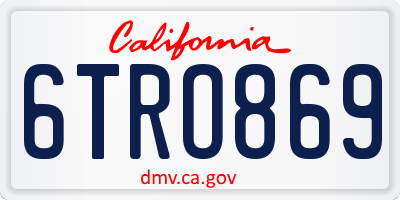 CA license plate 6TRO869