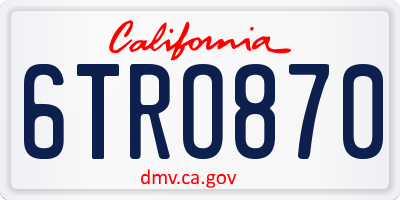 CA license plate 6TRO870