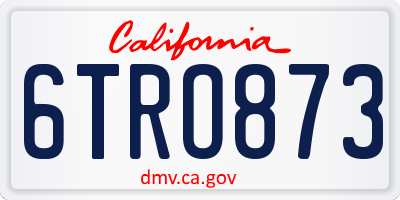 CA license plate 6TRO873