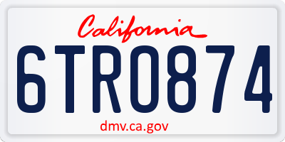 CA license plate 6TRO874