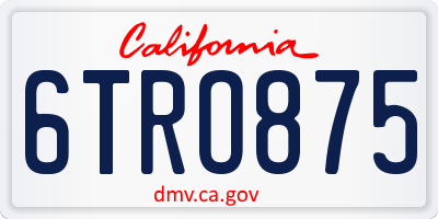 CA license plate 6TRO875
