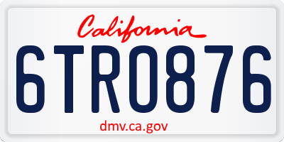 CA license plate 6TRO876
