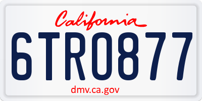 CA license plate 6TRO877
