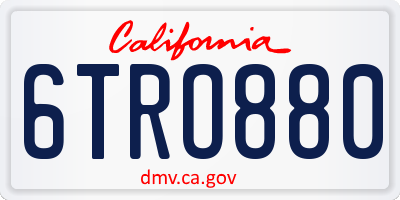 CA license plate 6TRO880