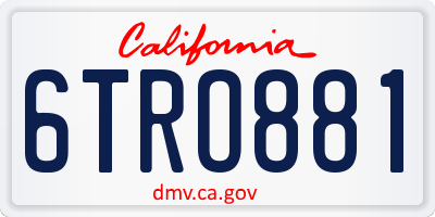 CA license plate 6TRO881