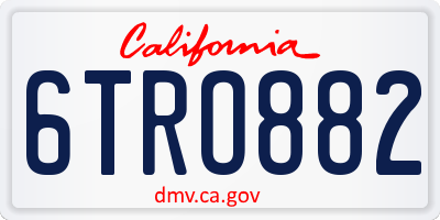 CA license plate 6TRO882