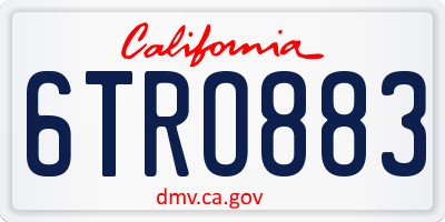 CA license plate 6TRO883