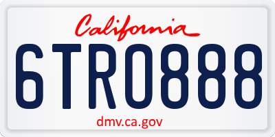CA license plate 6TRO888