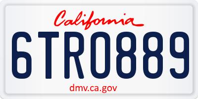 CA license plate 6TRO889