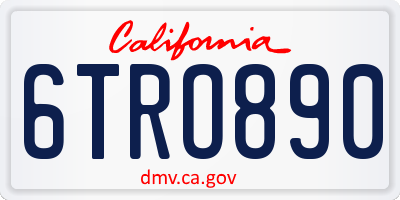 CA license plate 6TRO890