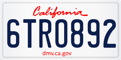 CA license plate 6TRO892