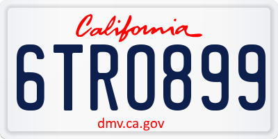 CA license plate 6TRO899