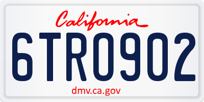 CA license plate 6TRO902