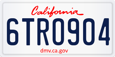 CA license plate 6TRO904