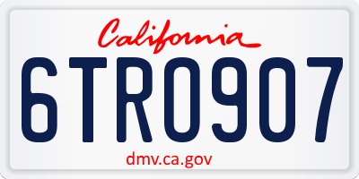 CA license plate 6TRO907
