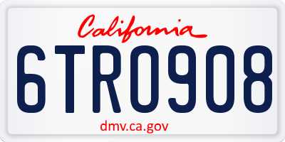 CA license plate 6TRO908