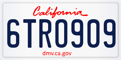 CA license plate 6TRO909