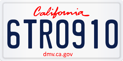 CA license plate 6TRO910