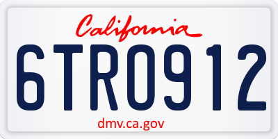 CA license plate 6TRO912