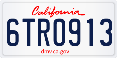 CA license plate 6TRO913