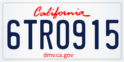 CA license plate 6TRO915
