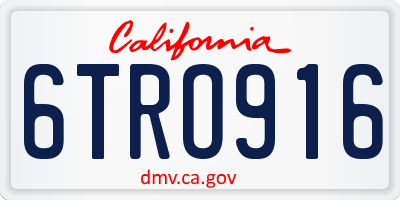 CA license plate 6TRO916