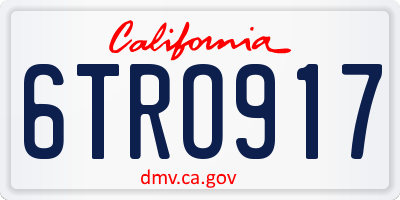 CA license plate 6TRO917
