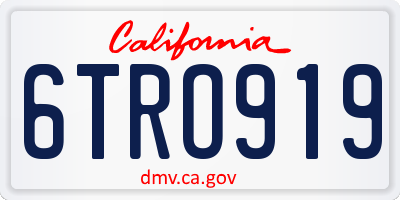 CA license plate 6TRO919