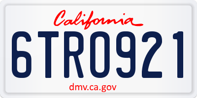CA license plate 6TRO921