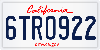 CA license plate 6TRO922