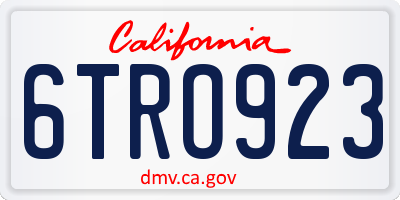 CA license plate 6TRO923
