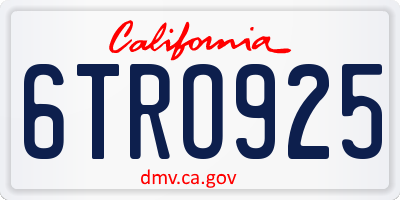 CA license plate 6TRO925