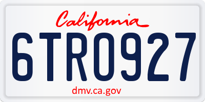 CA license plate 6TRO927