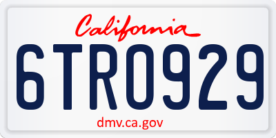 CA license plate 6TRO929