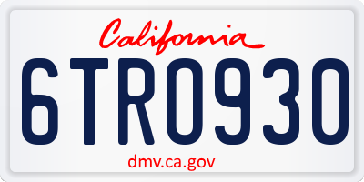 CA license plate 6TRO930